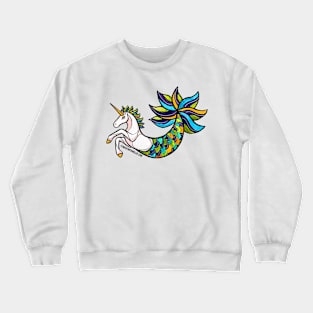Mermaid Unicorn - Blue and Green — Mermay Unicorn Illustration series Crewneck Sweatshirt